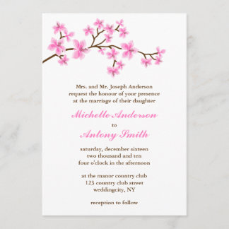Invitación Boda de flores de cerezo rosado