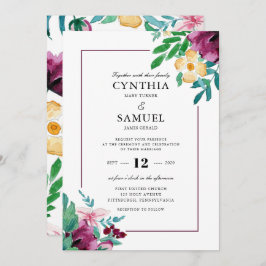 Invitación Boda de flores de color acuático moderno