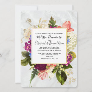 Invitación Boda de flores de color acuático moderno