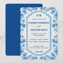 Invitación Boda de flores de color blanco y azul