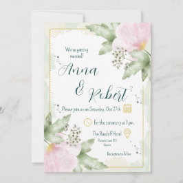 Invitación Boda de Flores de color de agua rosa