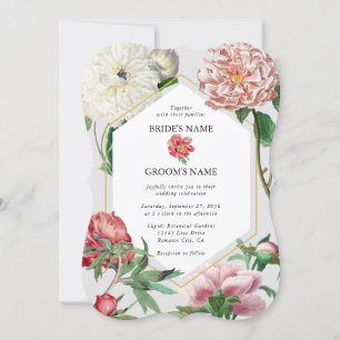 Invitación Boda de flores de color rosa de tonos blancos rosa