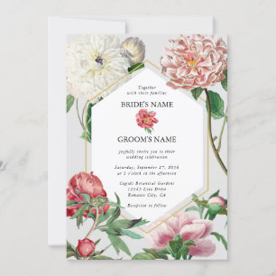 Invitación Boda de flores de color rosa de tonos blancos rosa