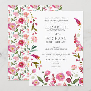 Invitación Boda de flores de color rosa elegante clásico