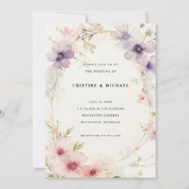 Invitación Boda de flores de cosmos acuarela