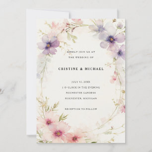 Invitación Boda de flores de cosmos acuarela