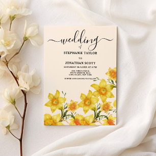 Invitación Boda de flores de daffodils dorados de marfil botá