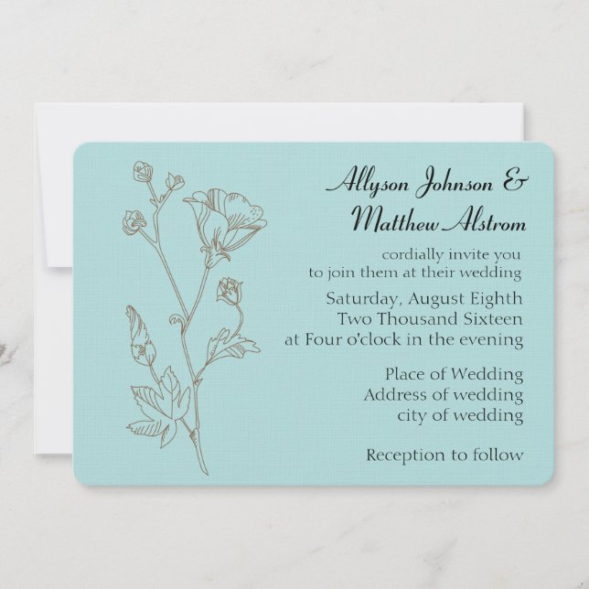 Invitación Boda de flores de elegancia simple (Anverso)