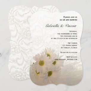 Invitación Boda de flores de encaje blanco y margarita