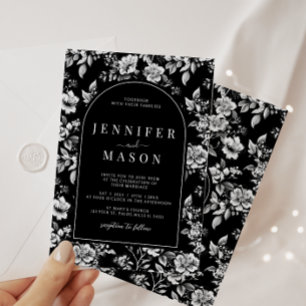 Invitación Boda de flores de estilo clásico Chinoiserie blanc