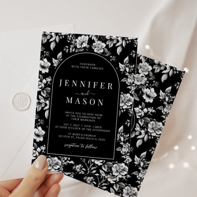 Invitación Boda de flores de estilo clásico Chinoiserie blanc (Subido por el creador)