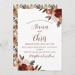 Invitación Boda DE FLORES DE FLORES DE CAÍDA DE AGUA