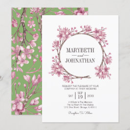 Invitación Boda de flores de flores de cerezo rosa