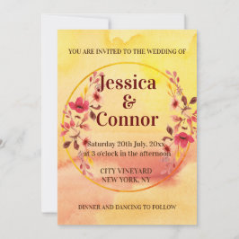 Invitación Boda de flores de flores de cerezo rosa acuarela