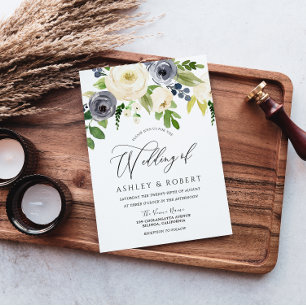 Invitación Boda de flores de flores de la marina Rubor de Cha