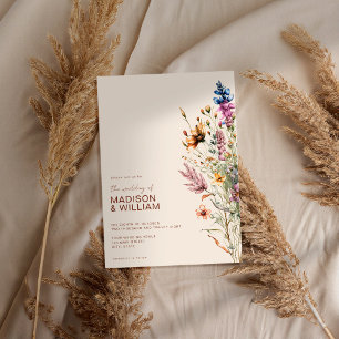 Invitación Boda de flores de flores silvestres de Boho modern