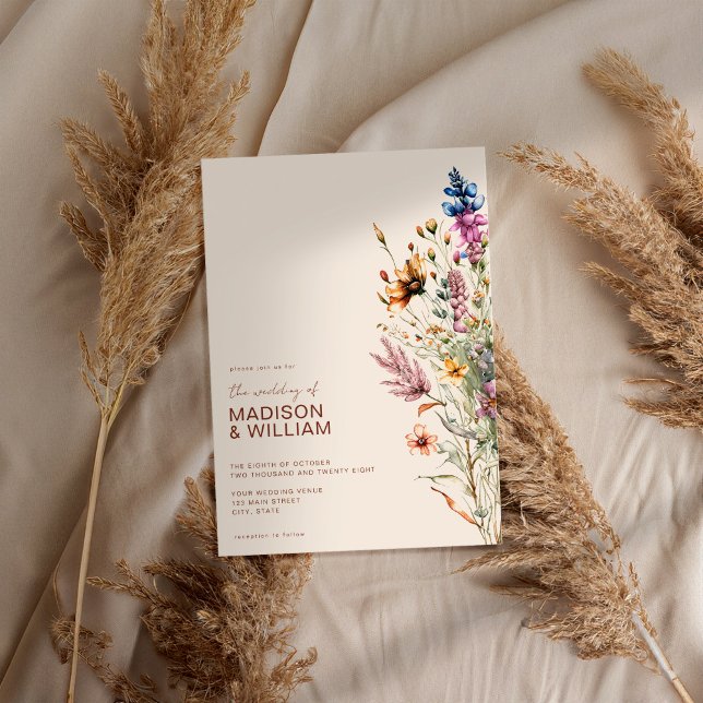 Invitación Boda de flores de flores silvestres de Boho modern (Subido por el creador)