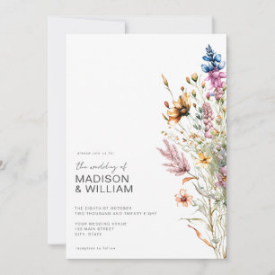 Invitación Boda de flores de flores silvestres de Boho modern