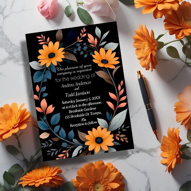 Invitación Boda de flores de girasol óvalas (Subido por el creador)
