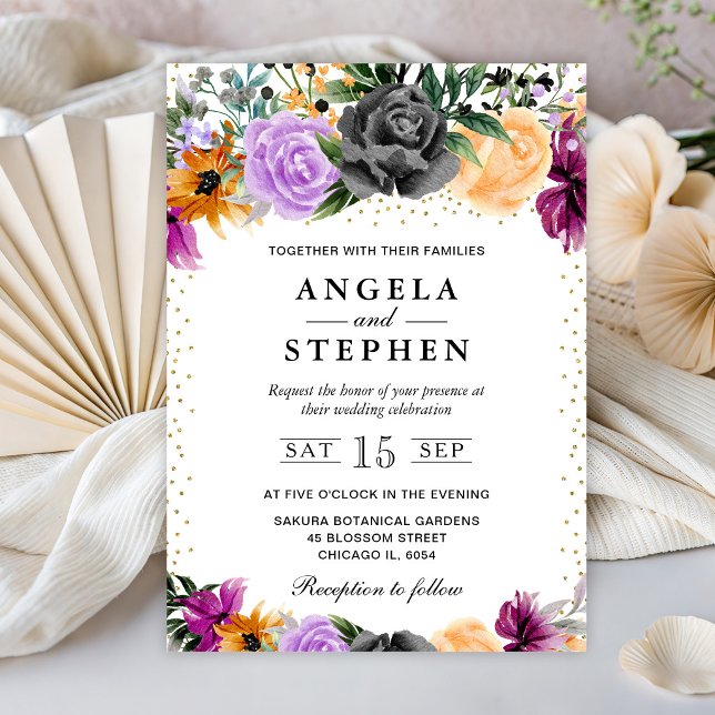 Invitación Boda de Flores de Halloween con Acuarela (Subido por el creador)