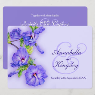 Invitación Boda de flores de hibiscus morado azul