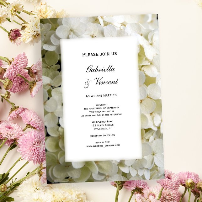 Invitación Boda de flores de hidrangea blanca (Subido por el creador)