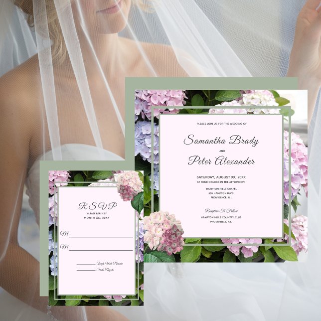 Invitación Boda de flores de hidrangea de verano (Subido por el creador)