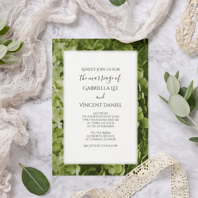 Invitación Boda de flores de hidrangea verde (Subido por el creador)