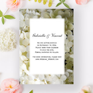 Invitación Boda de flores de Hydrangea blanca salva la fecha