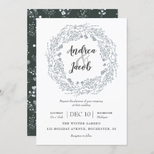 Invitación boda de flores de invierno blancas