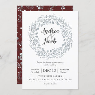 Invitación boda de flores de invierno blancas