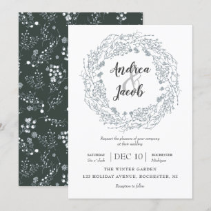 Invitación Boda de flores de invierno blanco Berries