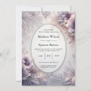 Invitación Boda de flores de invierno de amatista suave y pla