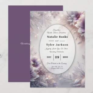 Invitación Boda de flores de invierno de amatista suave y pla