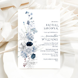 Invitación Boda de flores de invierno de la marina azul