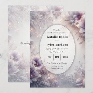 Invitación Boda de flores de invierno de plata y suave amatis