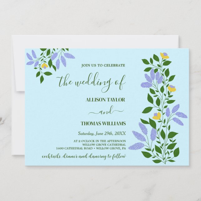 Invitación Boda de Flores de Jardín de Mint (Anverso)