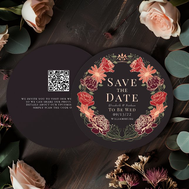 Invitación Boda de flores de jardín encantado QR Guardar fech (Subido por el creador)
