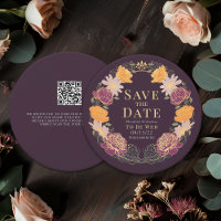 Boda de flores de jardín encantado QR Guardar fech
