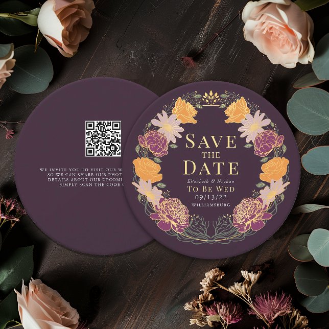Invitación Boda de flores de jardín encantado QR Guardar fech (Subido por el creador)