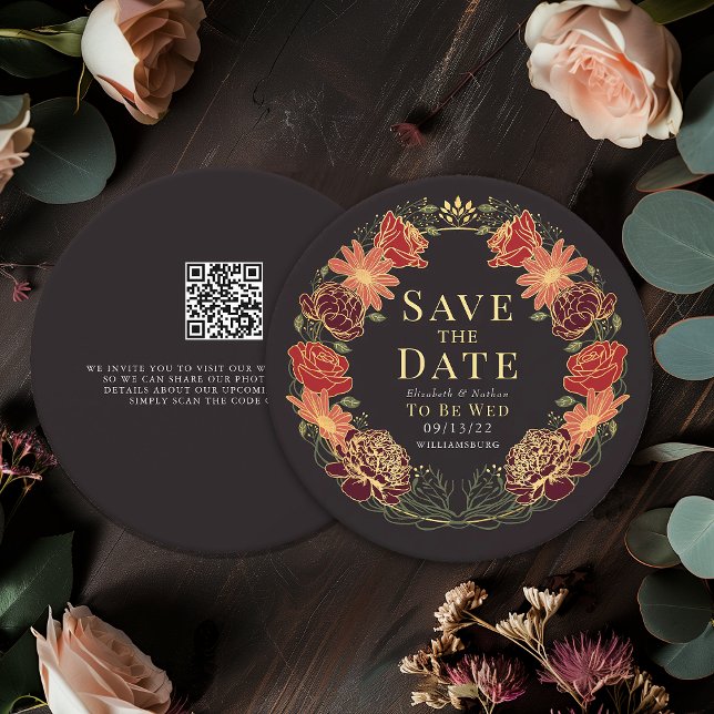 Invitación Boda de flores de jardín encantado QR Guardar fech (Subido por el creador)