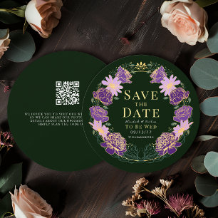 Invitación Boda de flores de jardín encantado QR Guardar fech