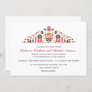 Invitación Boda de flores de Khokhloma, arte folclórico ruso