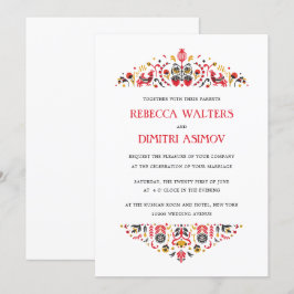 Invitación Boda de flores de Khokhloma, arte popular ruso