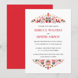 Invitación Boda de flores de Khokhloma, arte popular ruso