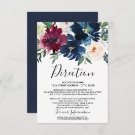 Invitación Boda de flores de la marina de borgoña acuarela