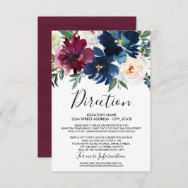 Invitación Boda de flores de la marina de borgoña acuarela