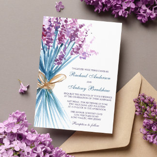 Invitación Boda de flores de lavanda acuarela