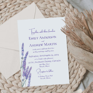 Invitación Boda de flores de lavanda de color de agua Boho mi