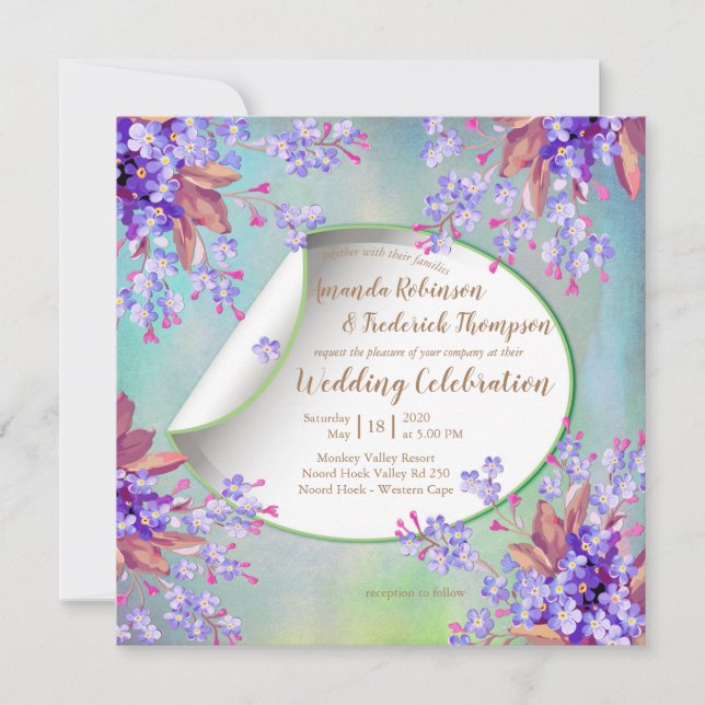 Invitación Boda de flores de lavanda de Lilac (Anverso)